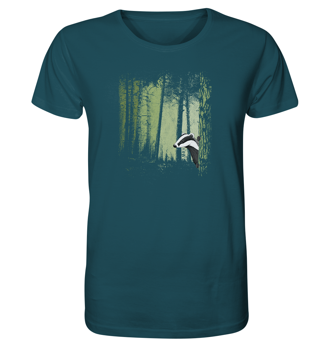 frecher Dachs im Zwielicht Wald - Organic Shirt