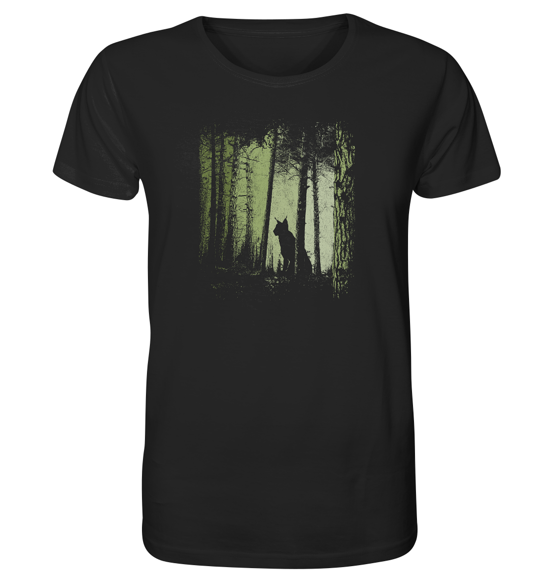 Luchs Wildkatze im Zwielicht Wald - Organic Shirt