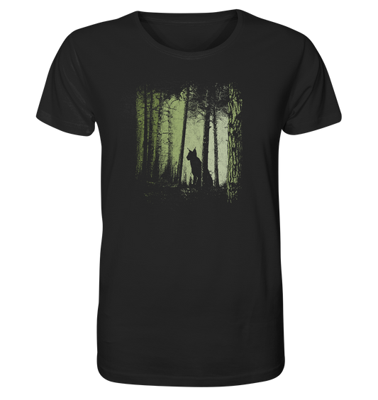 Luchs Wildkatze im Zwielicht Wald - Organic Shirt