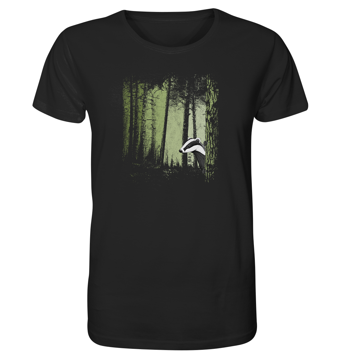 frecher Dachs im Zwielicht Wald - Organic Shirt