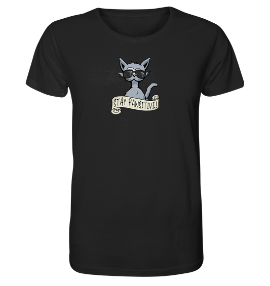 Stay Pawsitive Bleib lässig Hipster Katze - Organic Shirt