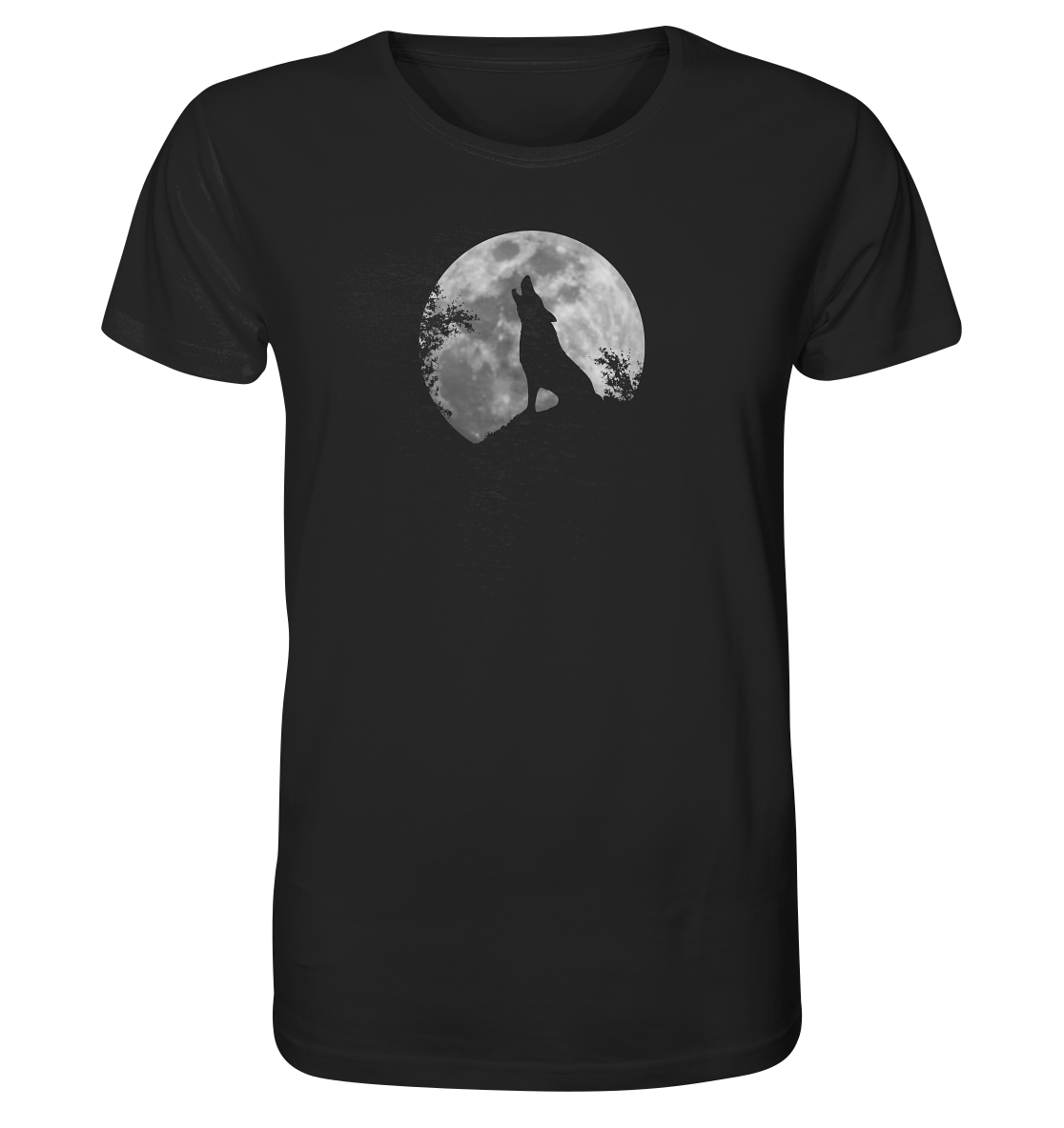 Heulender Wolf Silhouette vor Vollmond - Organic Shirt