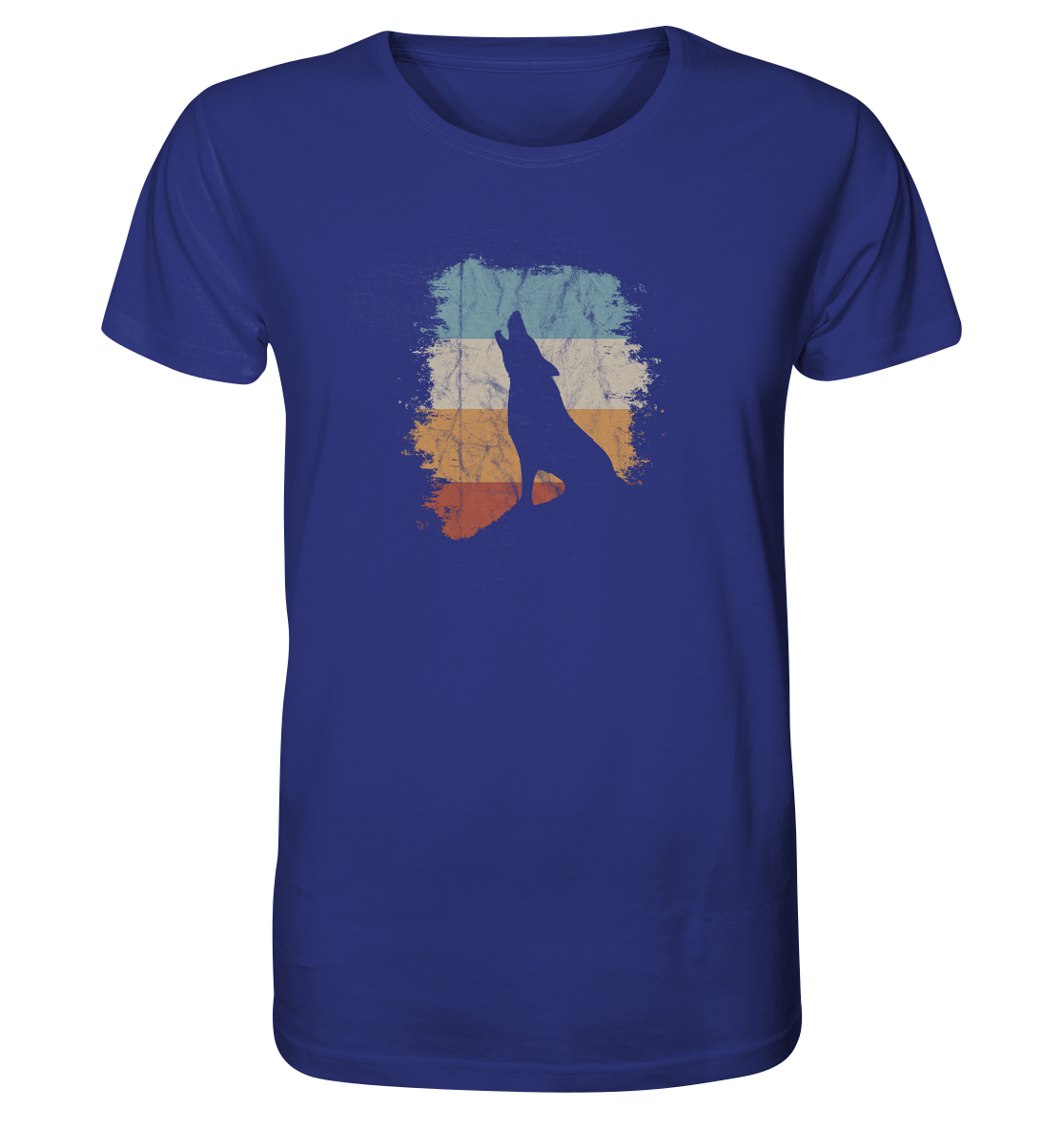 Retro Style lässig heulender Wolf  - Organic Shirt