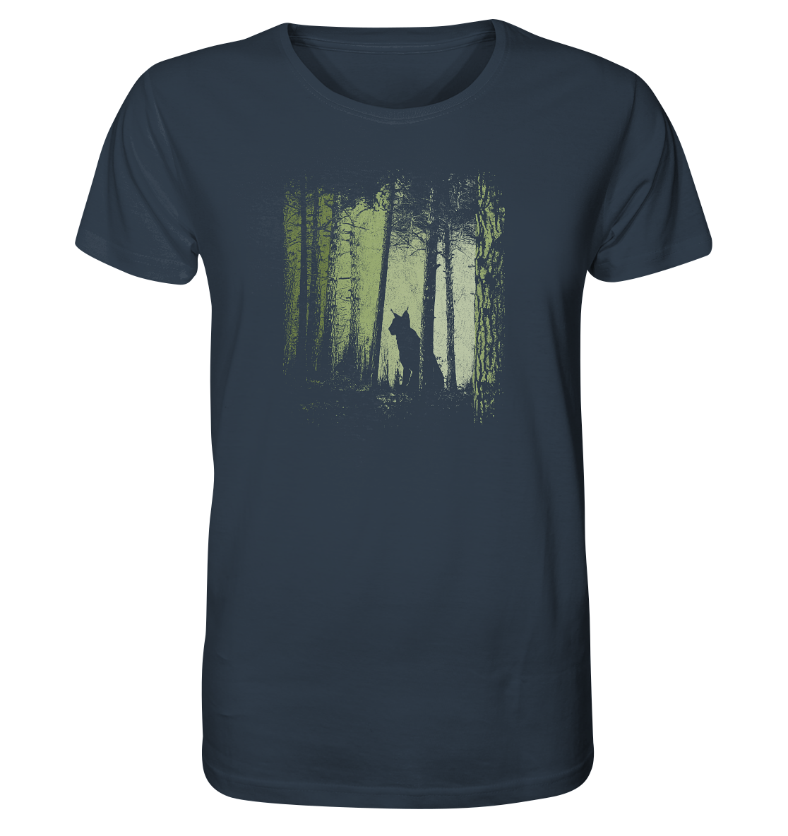 Luchs Wildkatze im Zwielicht Wald - Organic Shirt