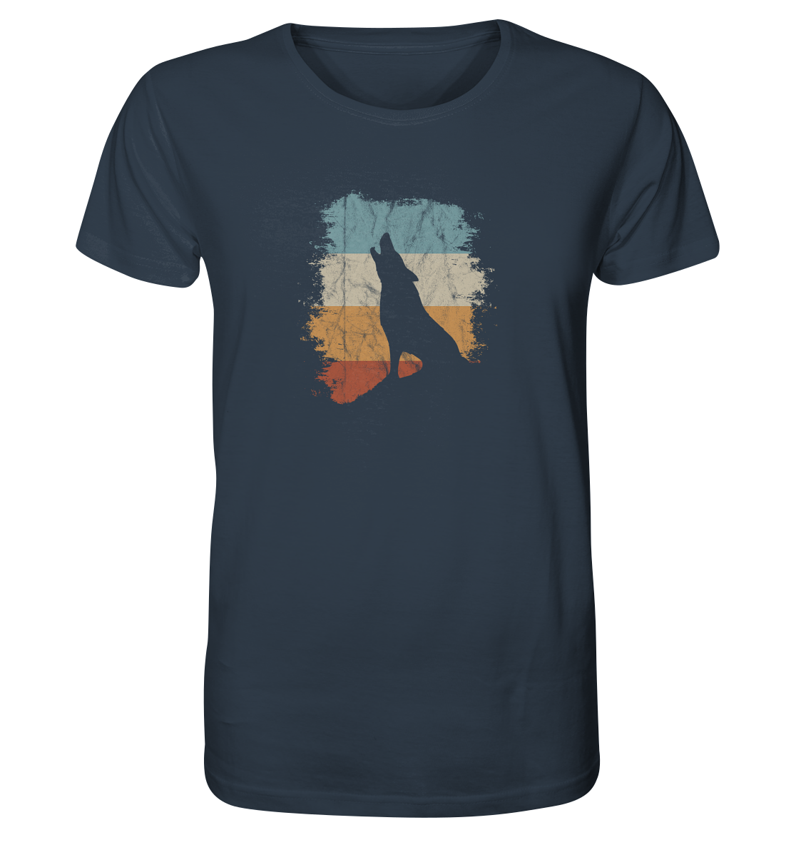 Retro Style lässig heulender Wolf  - Organic Shirt