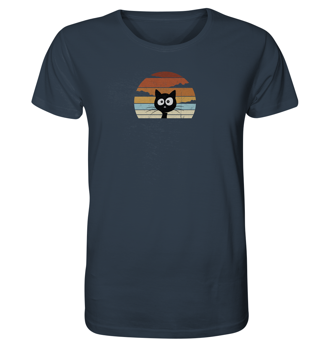 Retro schwarze Katze vor Sonnenuntergang - Organic Shirt