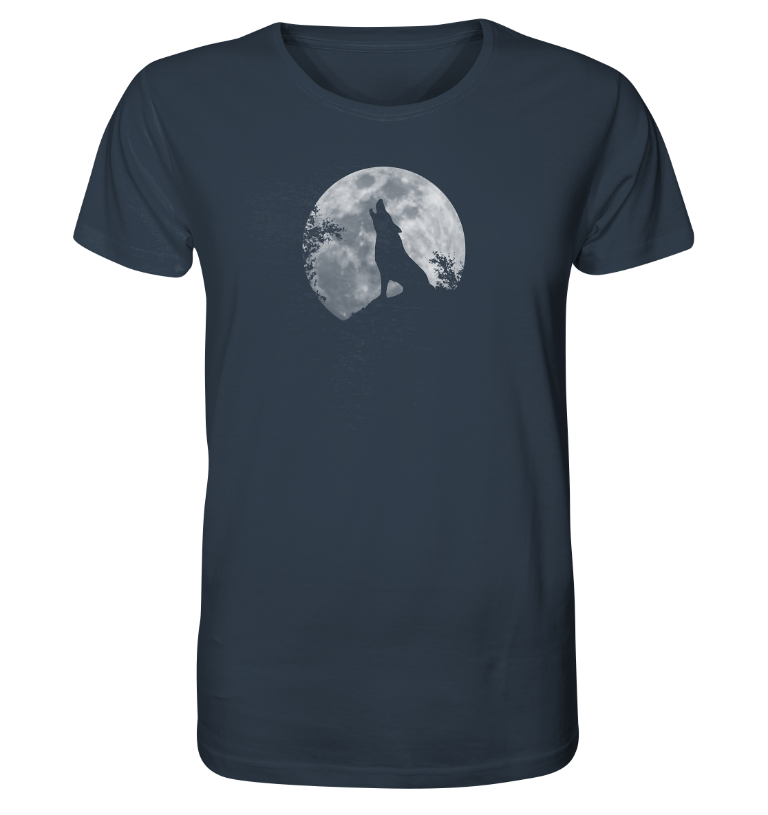 Heulender Wolf Silhouette vor Vollmond - Organic Shirt