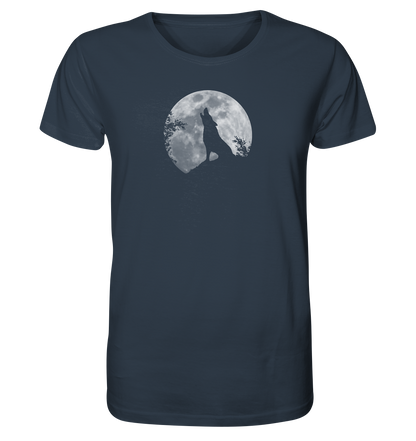 Heulender Wolf Silhouette vor Vollmond - Organic Shirt