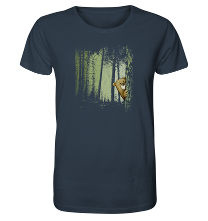 Comic Bär versteckt im Zwielicht Wald - Organic Shirt