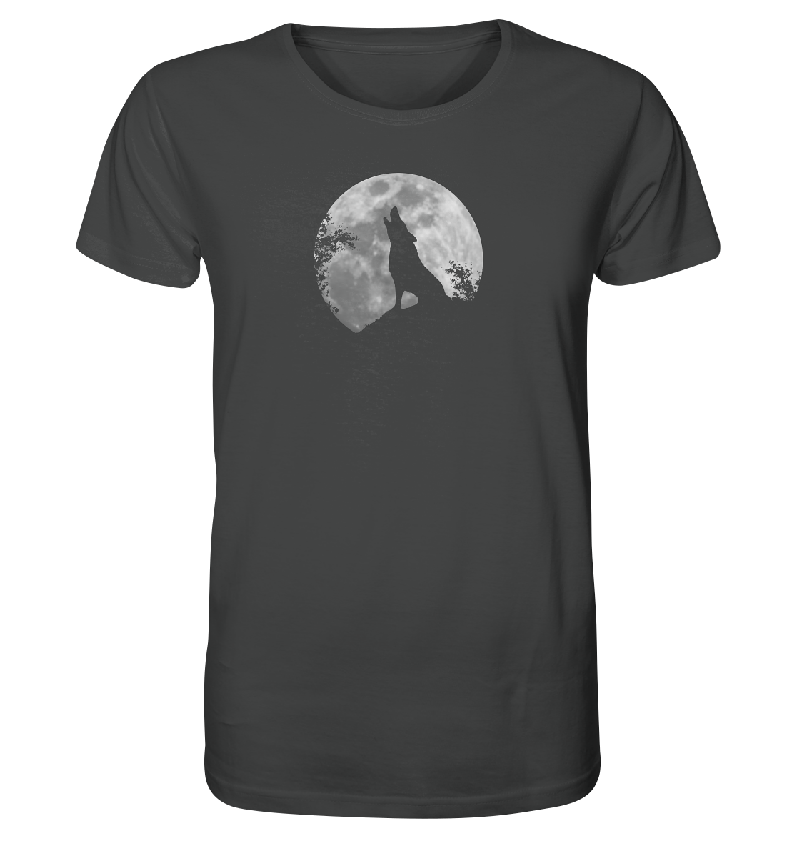 Heulender Wolf Silhouette vor Vollmond - Organic Shirt