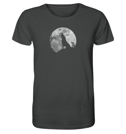 Heulender Wolf Silhouette vor Vollmond - Organic Shirt