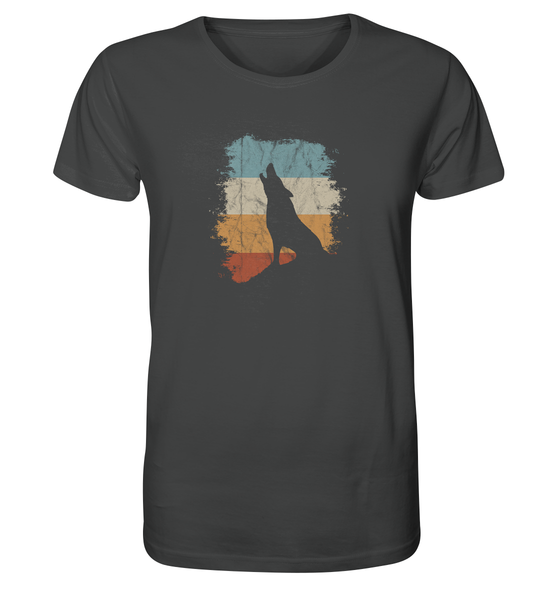 Retro Style lässig heulender Wolf  - Organic Shirt