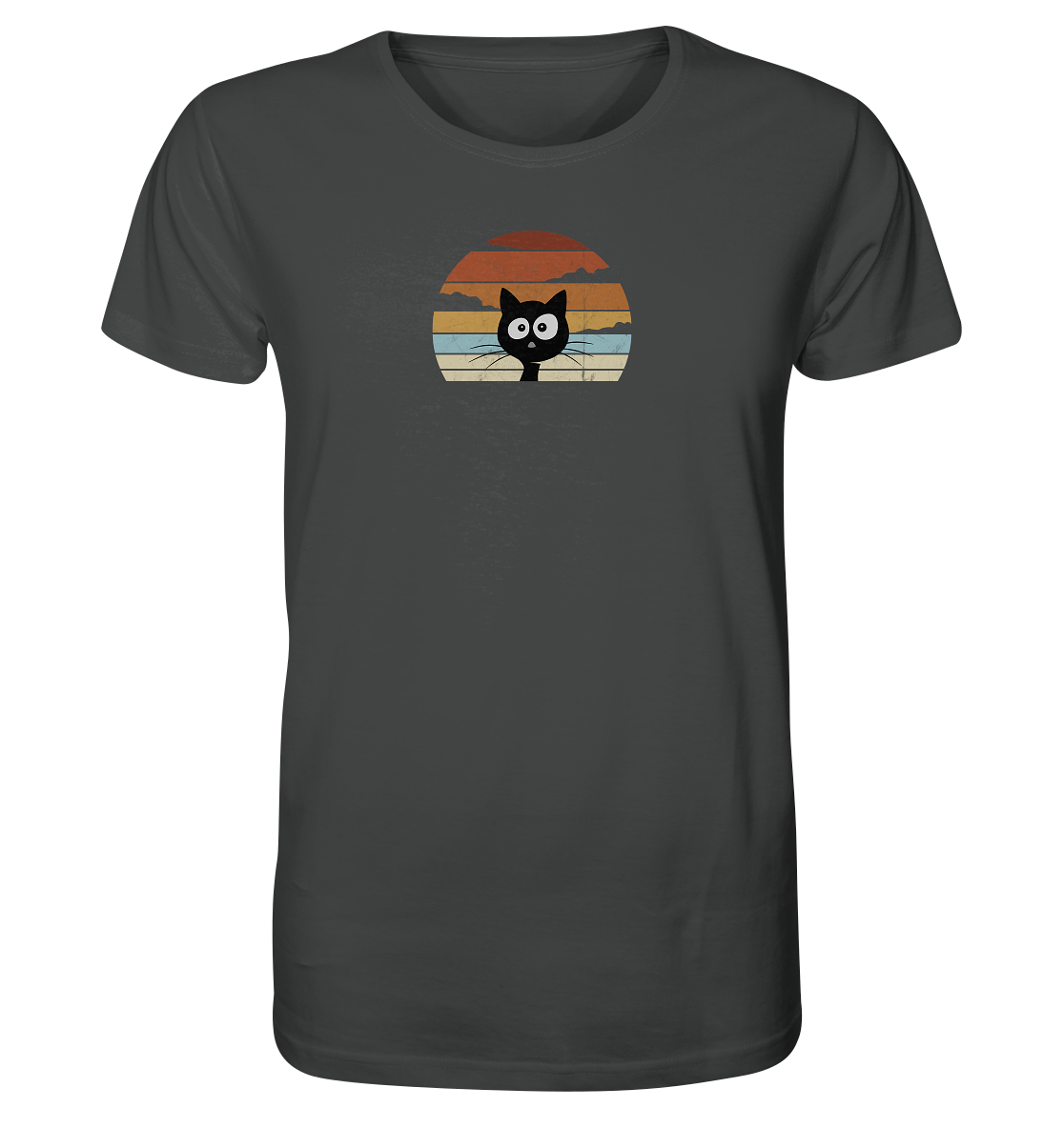 Retro schwarze Katze vor Sonnenuntergang - Organic Shirt