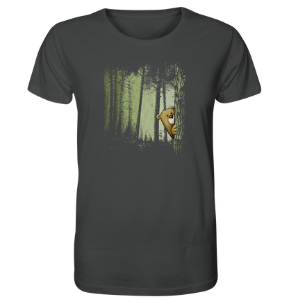 Comic Bär versteckt im Zwielicht Wald - Organic Shirt