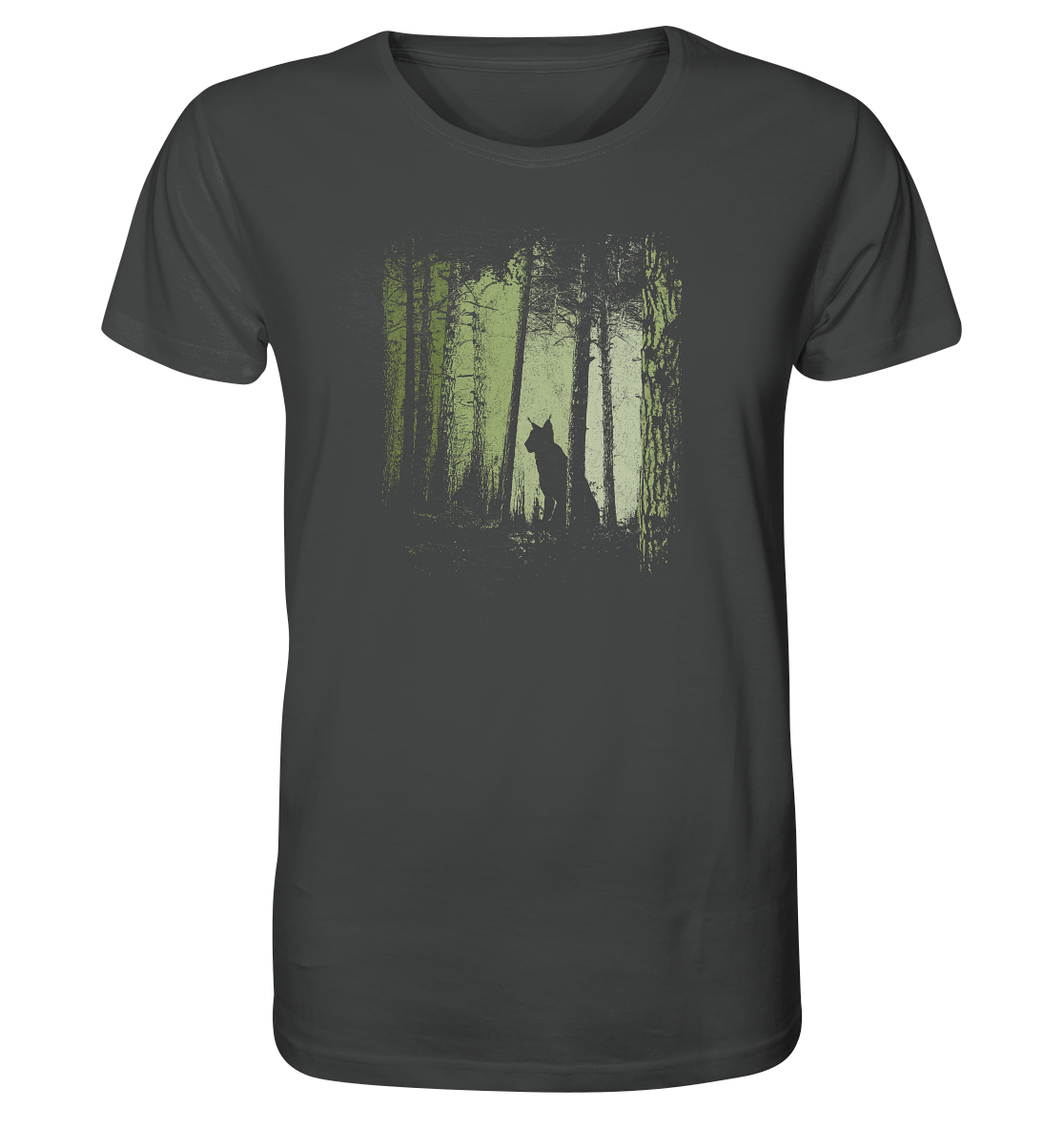 Luchs Wildkatze im Zwielicht Wald - Organic Shirt