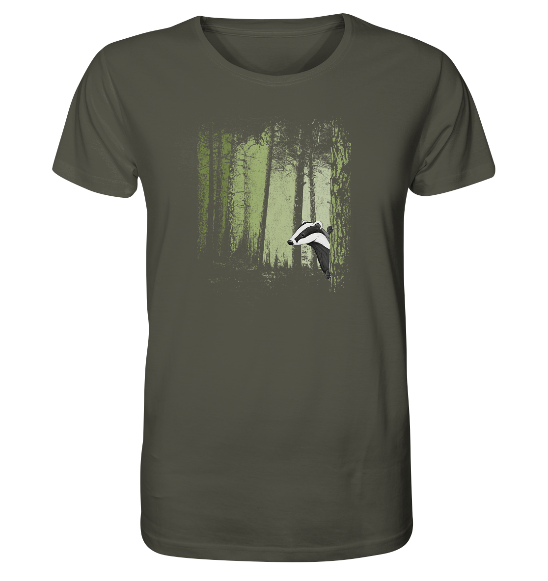 frecher Dachs im Zwielicht Wald - Organic Shirt