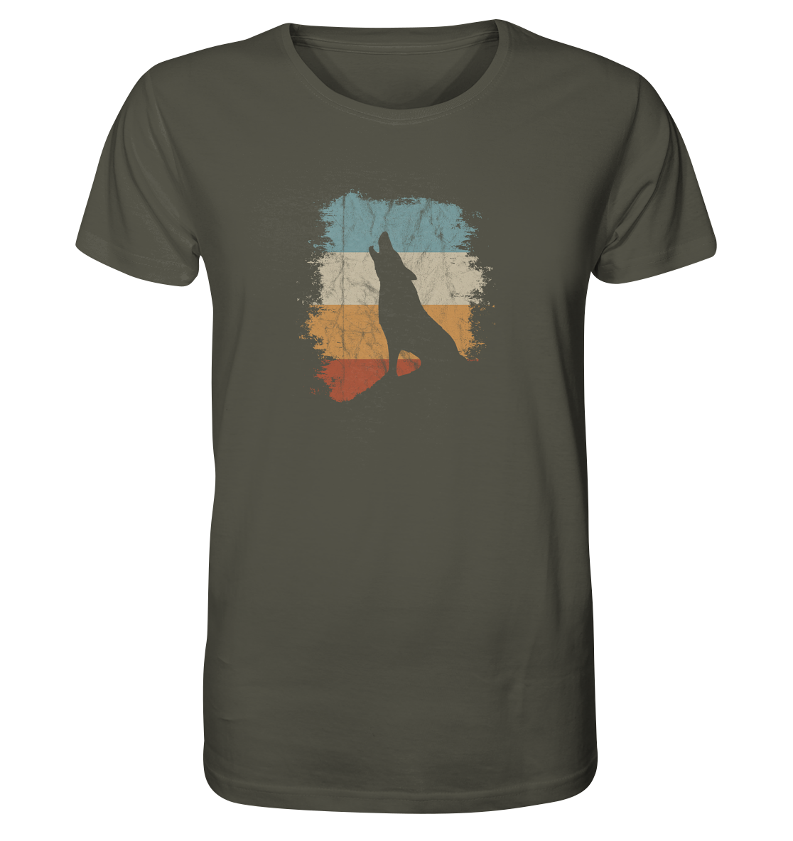Retro Style lässig heulender Wolf  - Organic Shirt