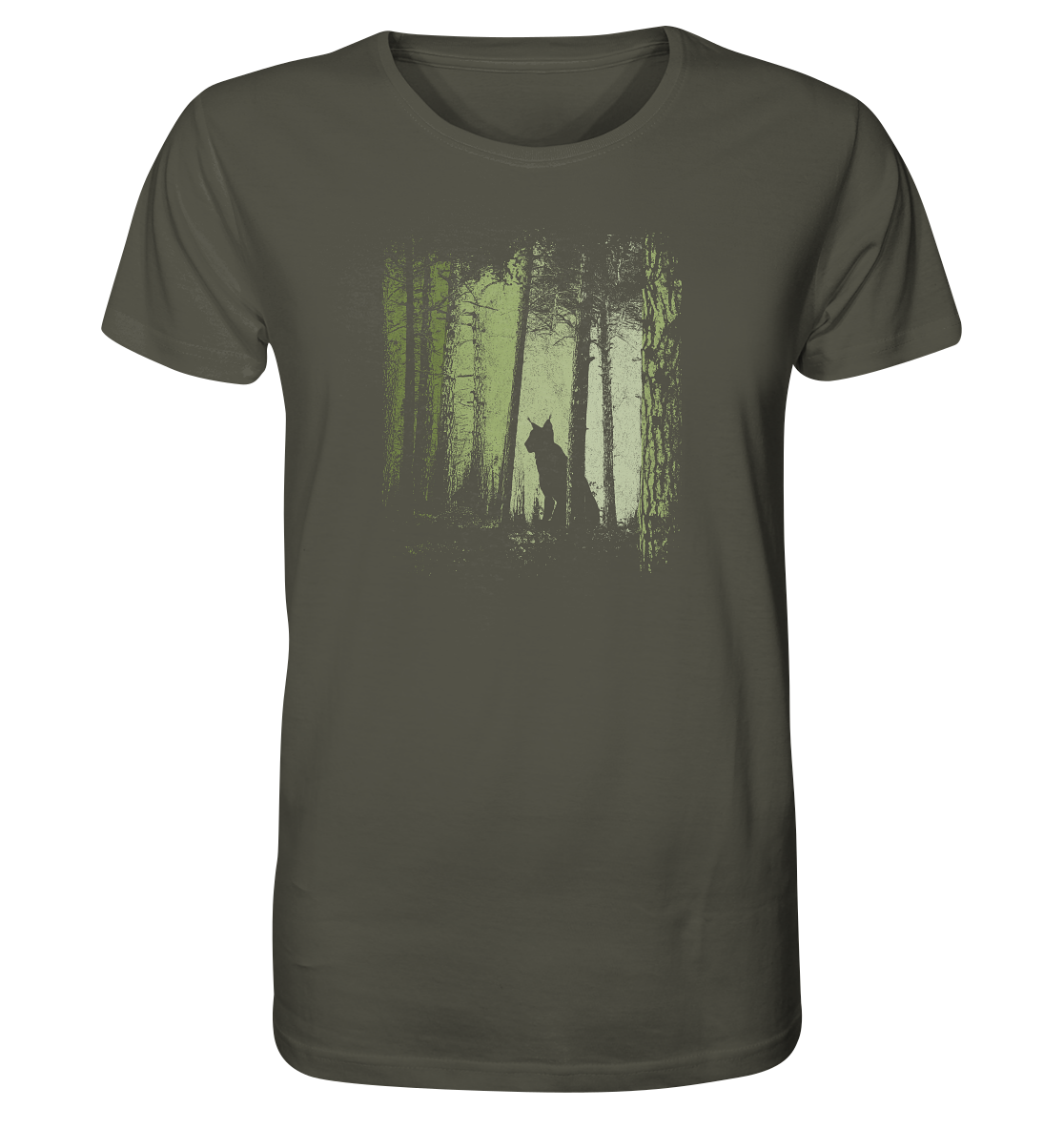Luchs Wildkatze im Zwielicht Wald - Organic Shirt