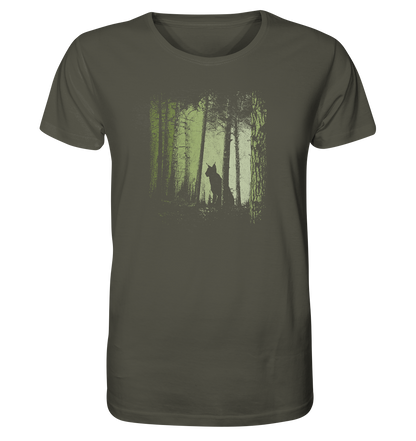 Luchs Wildkatze im Zwielicht Wald - Organic Shirt