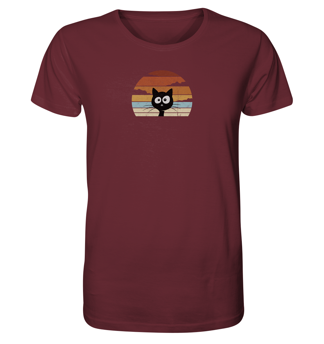 Retro schwarze Katze vor Sonnenuntergang - Organic Shirt