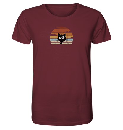Retro schwarze Katze vor Sonnenuntergang - Organic Shirt
