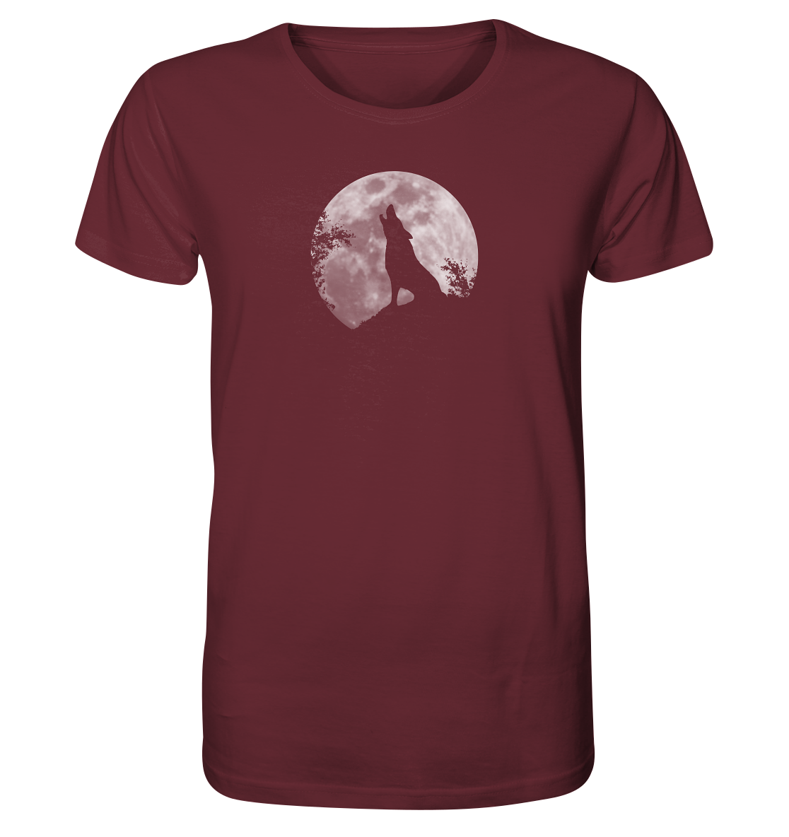 Heulender Wolf Silhouette vor Vollmond - Organic Shirt