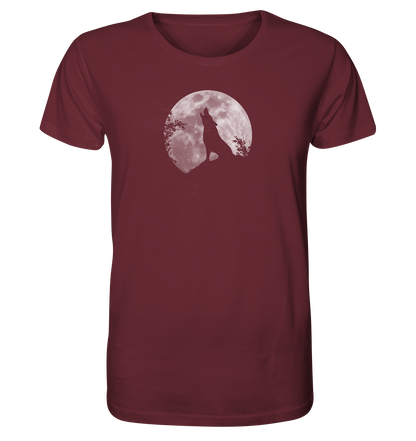 Heulender Wolf Silhouette vor Vollmond - Organic Shirt