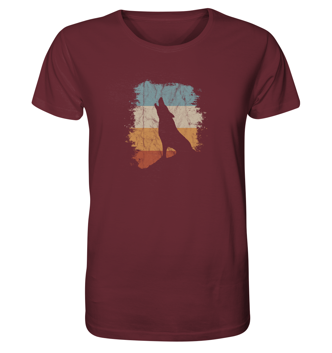 Retro Style lässig heulender Wolf  - Organic Shirt