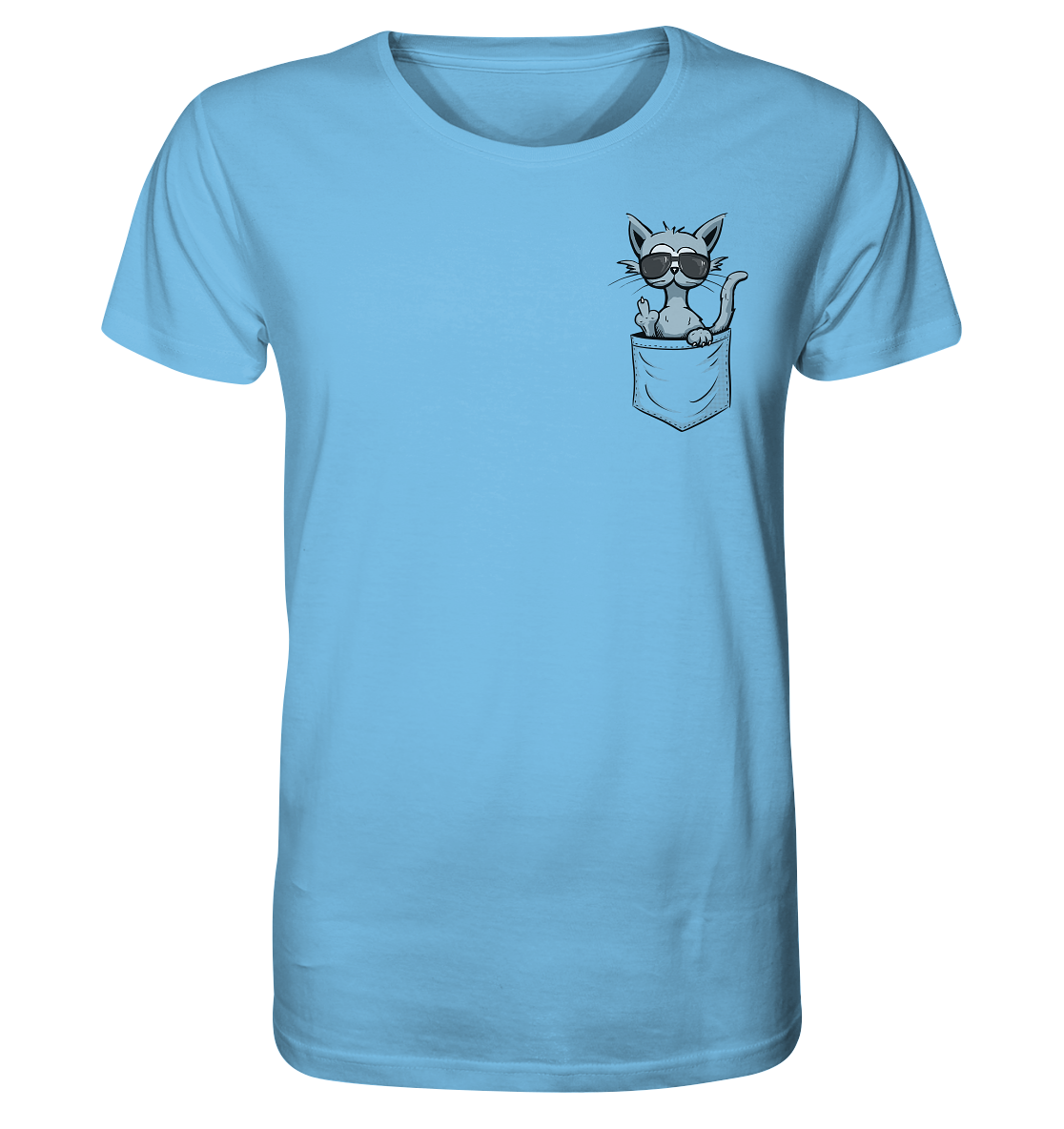"Fuck Off" Mittelfinger Katze in der Tasche - Organic Shirt