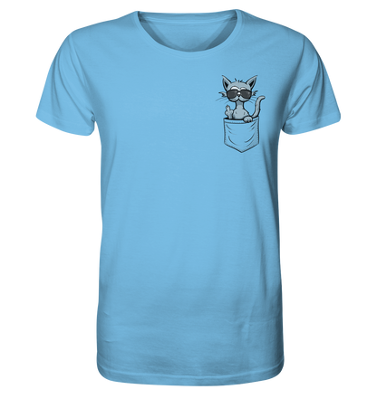 "Fuck Off" Mittelfinger Katze in der Tasche - Organic Shirt