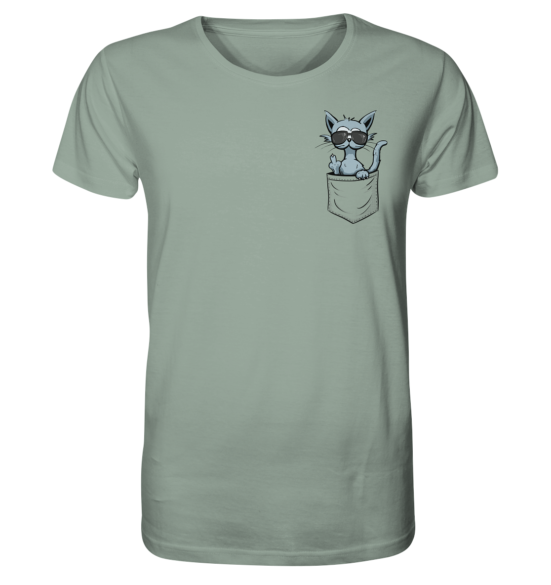 "Fuck Off" Mittelfinger Katze in der Tasche - Organic Shirt