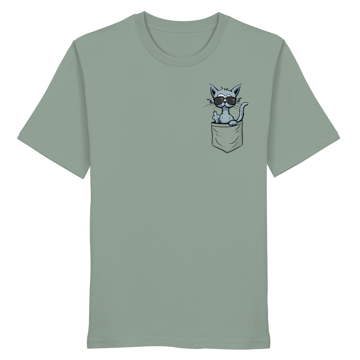 "Fuck Off" Mittelfinger Katze in der Tasche - Organic Shirt