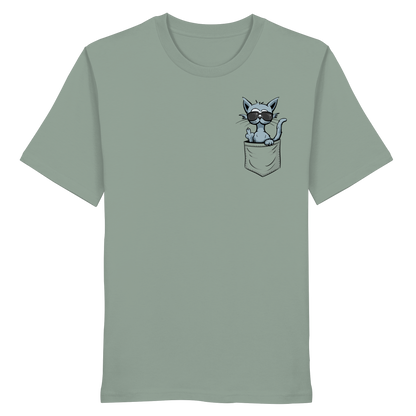 "Fuck Off" Mittelfinger Katze in der Tasche - Organic Shirt