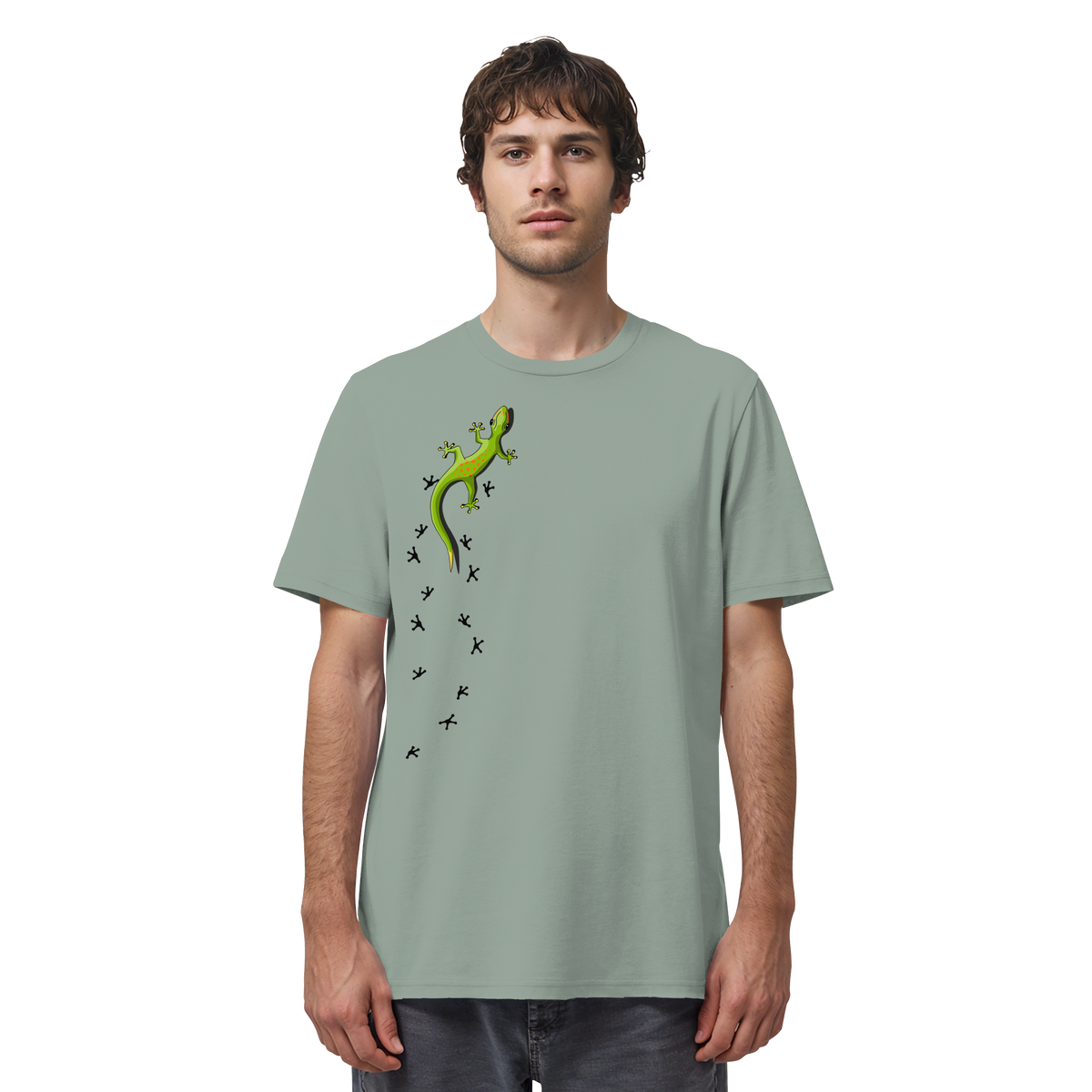 Kletternder Gecko mit Spuren - Organic Shirt