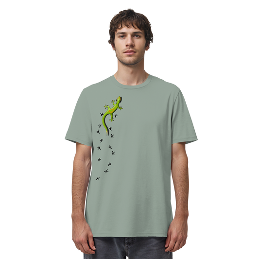 Kletternder Gecko mit Spuren - Organic Shirt