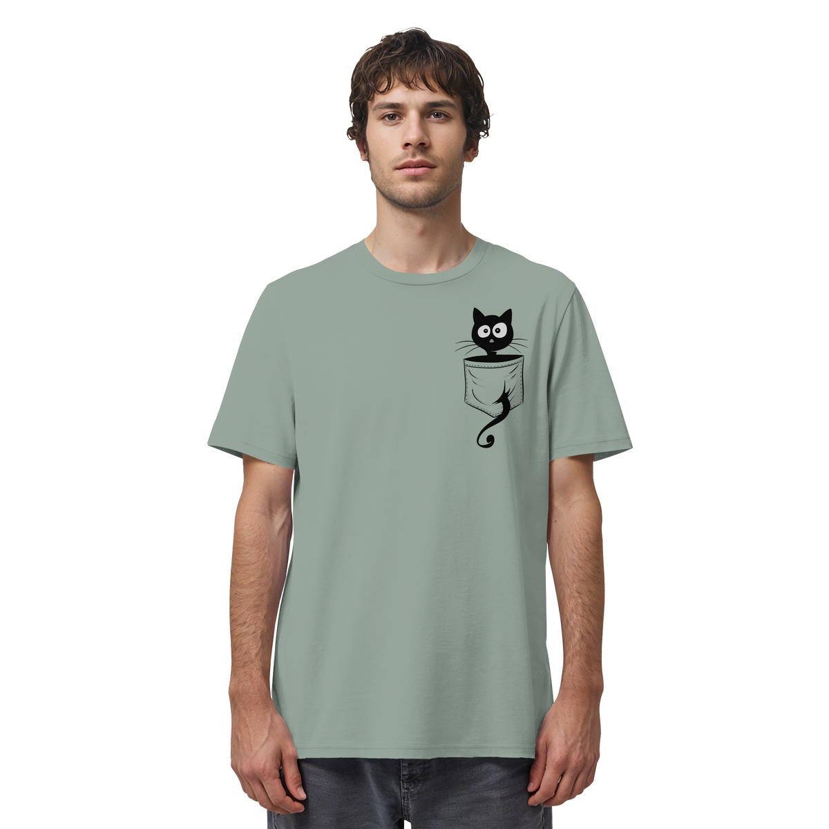 Schwarze Katze in der Tasche - Organic Shirt