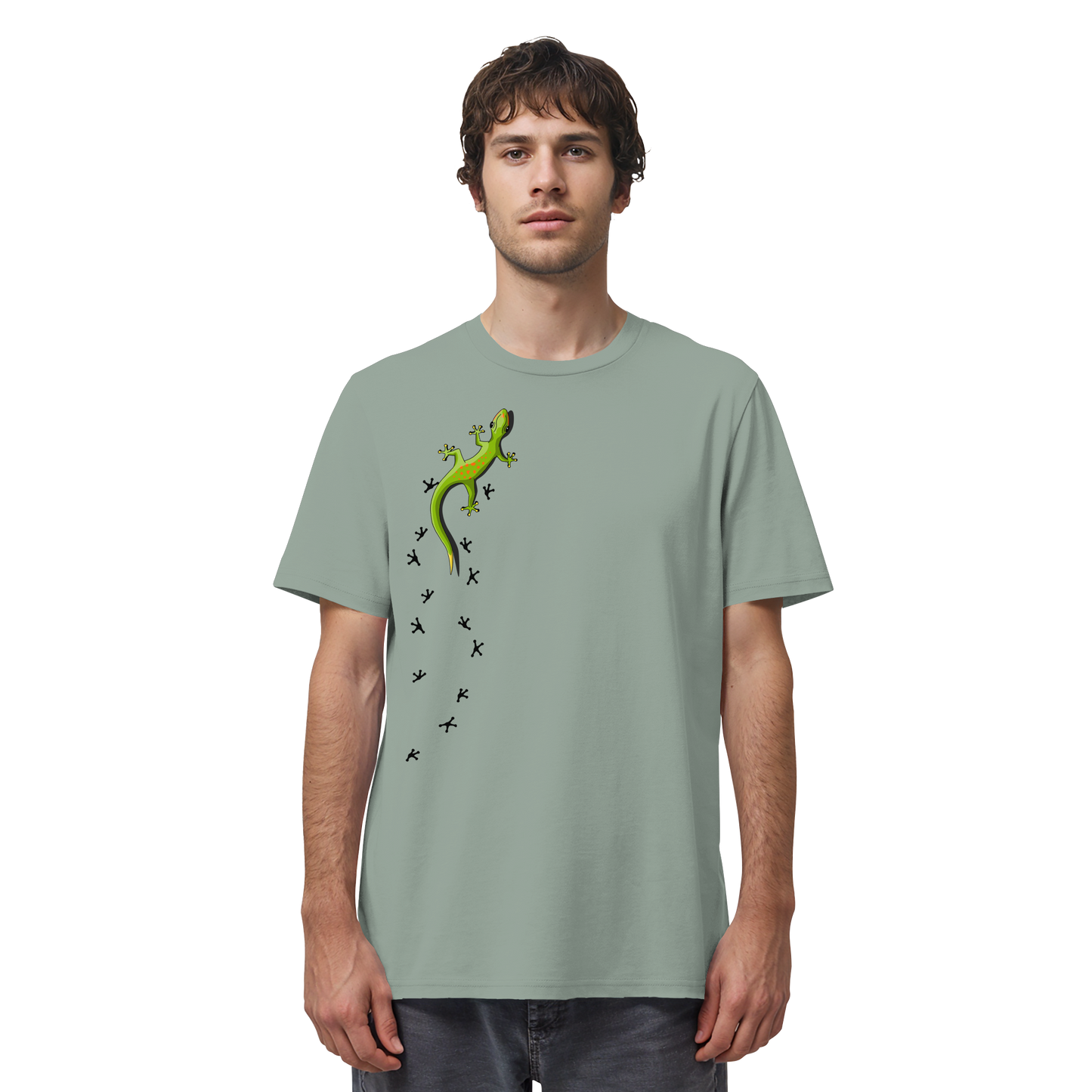 Kletternder Gecko mit Spuren - Organic Shirt