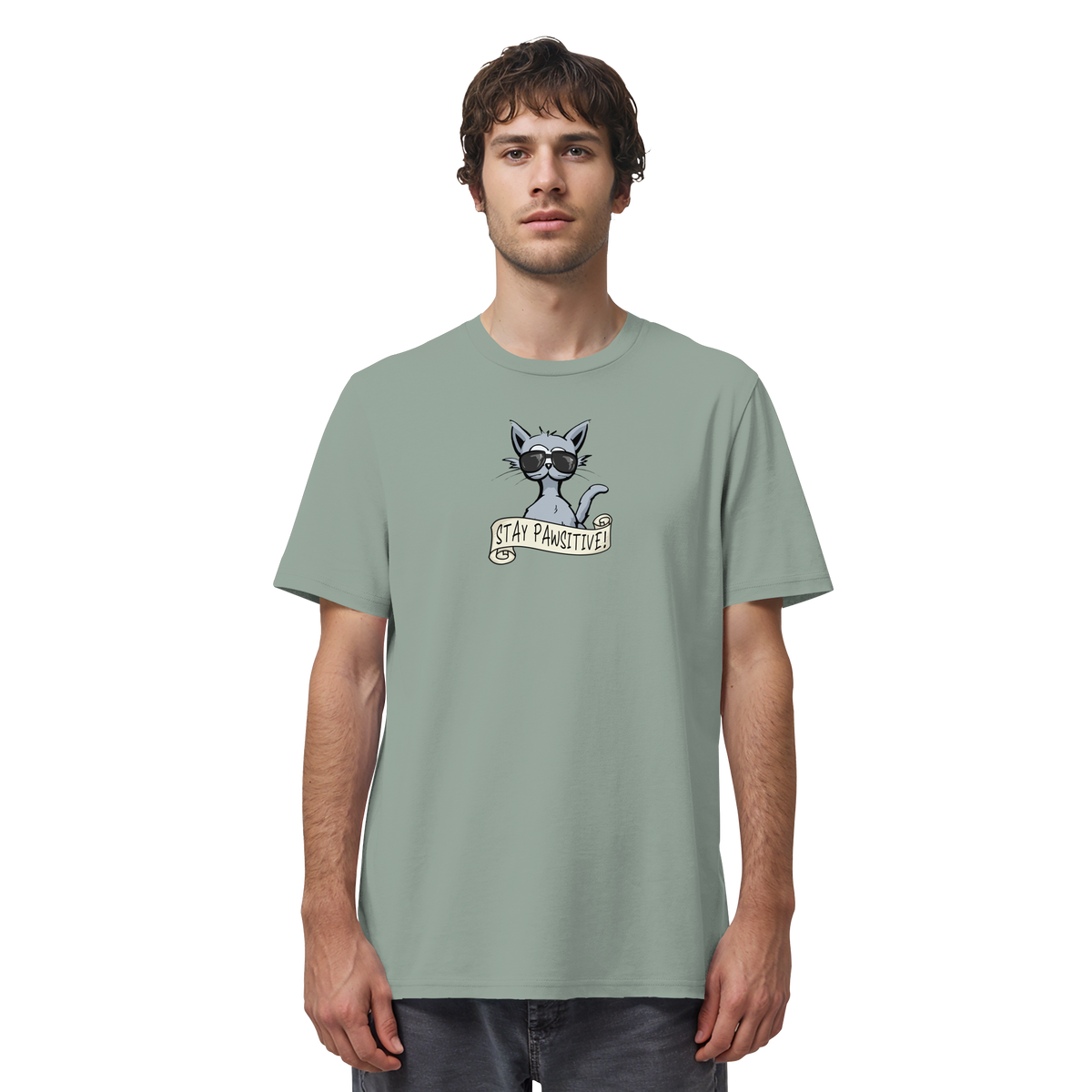 Stay Pawsitive Bleib lässig Hipster Katze - Organic Shirt