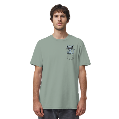"Fuck Off" Mittelfinger Katze in der Tasche - Organic Shirt