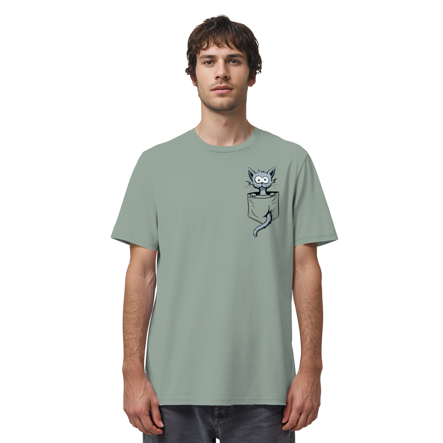 Verrückte Katze in Deiner Brust-Tasche - Organic Shirt