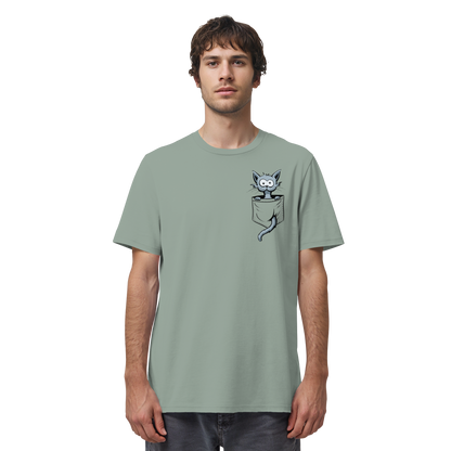 Verrückte Katze in Deiner Brust-Tasche - Organic Shirt