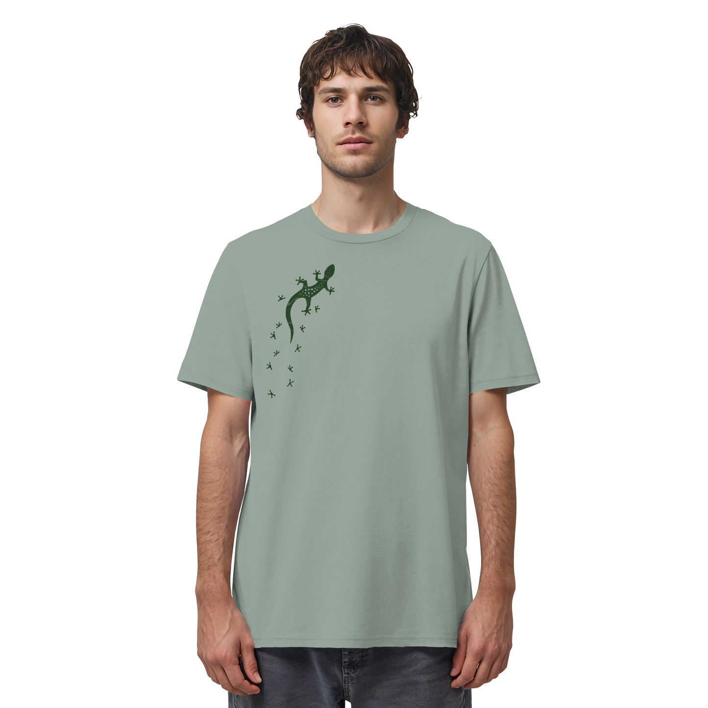 Gecko Eidechse Silhouette dunkel - Organic Shirt
