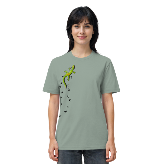 Kletternder Gecko mit Spuren - Organic Shirt