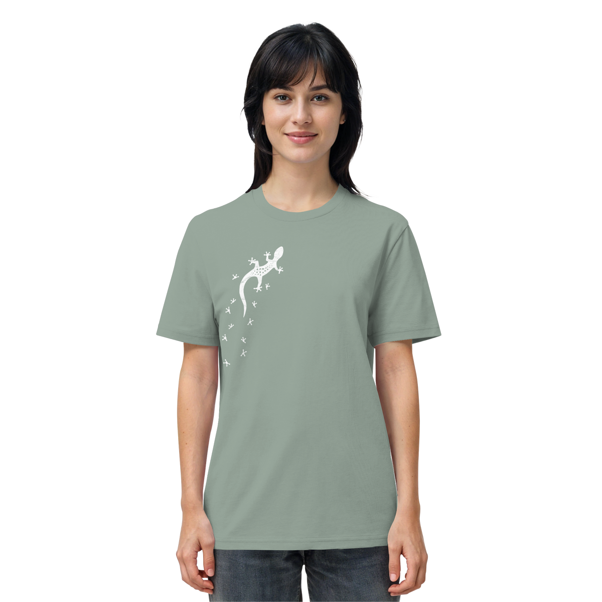 Gecko Eidechse Silhouette hell - Organic Shirt