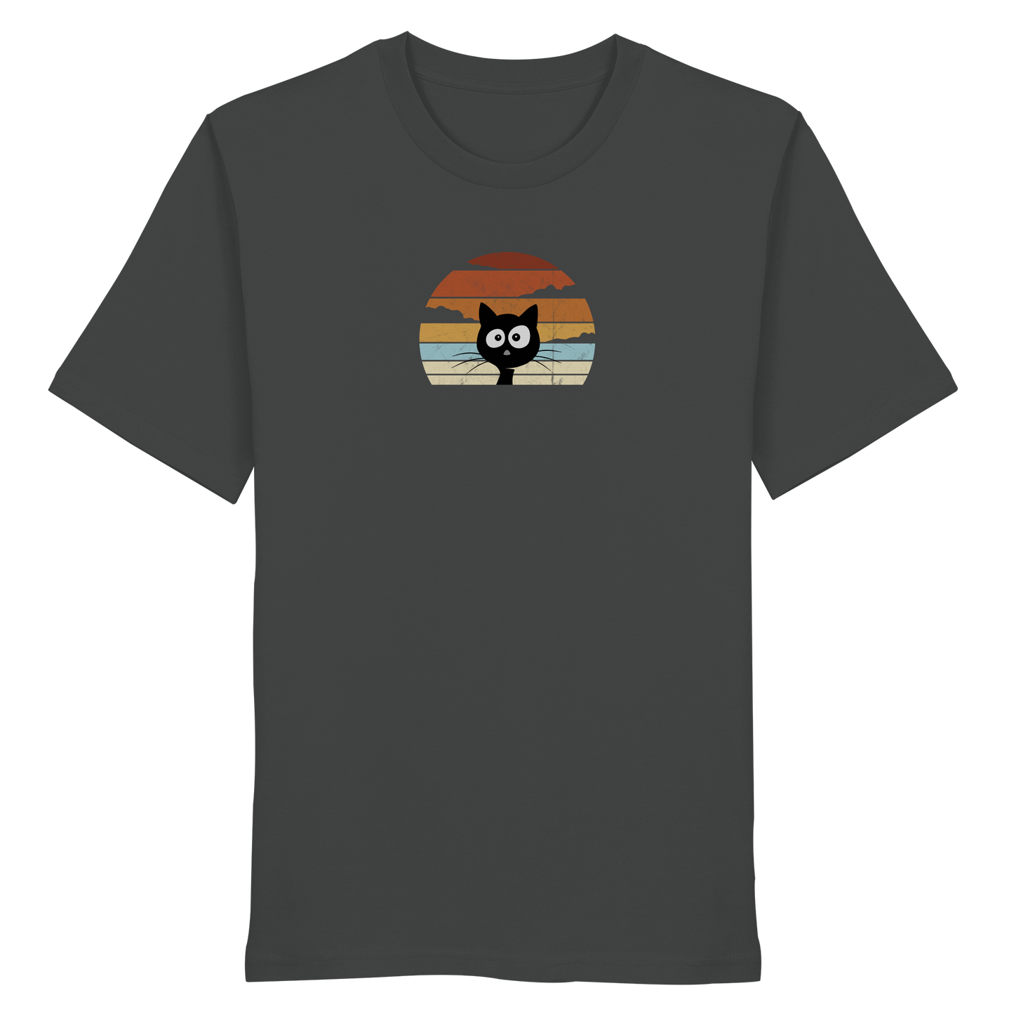 Retro schwarze Katze vor Sonnenuntergang - Organic Shirt