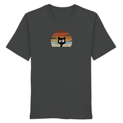 Retro schwarze Katze vor Sonnenuntergang - Organic Shirt