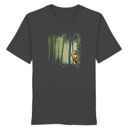 Comic Bär versteckt im Zwielicht Wald - Organic Shirt
