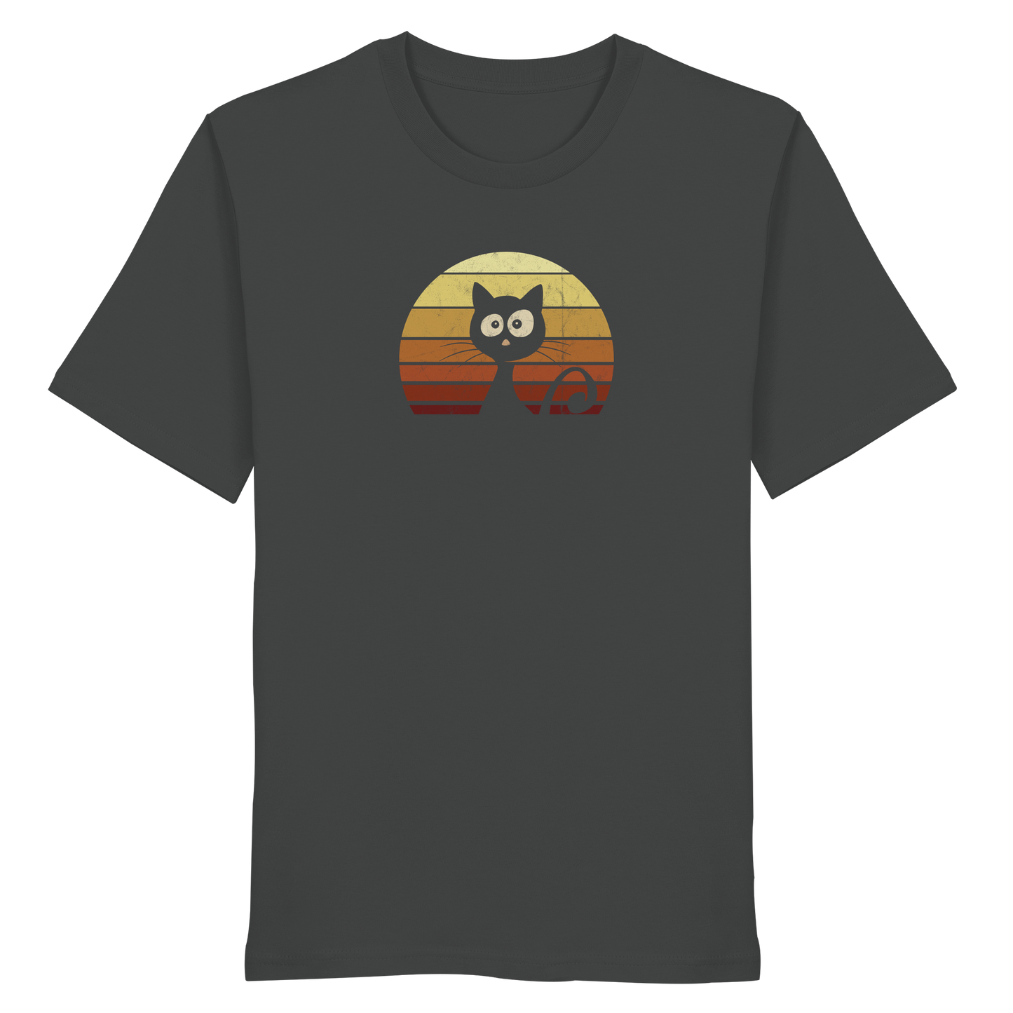 Katze vor Retro Sonnenuntergang - Organic Shirt