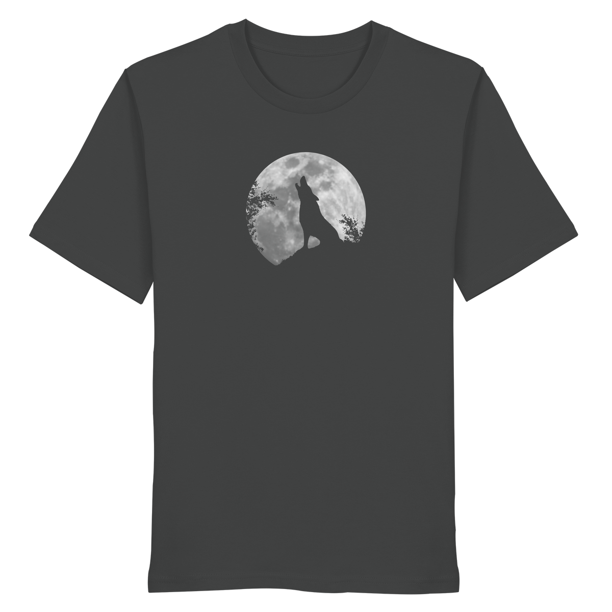 Heulender Wolf Silhouette vor Vollmond - Organic Shirt