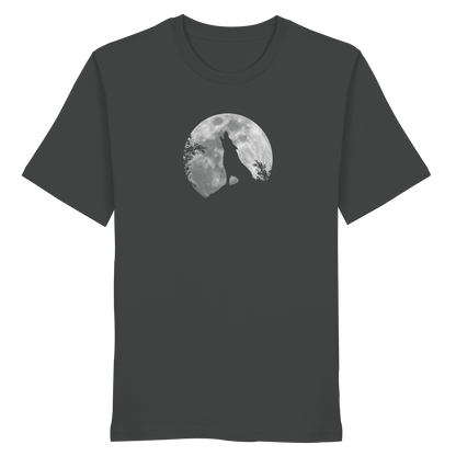 Heulender Wolf Silhouette vor Vollmond - Organic Shirt